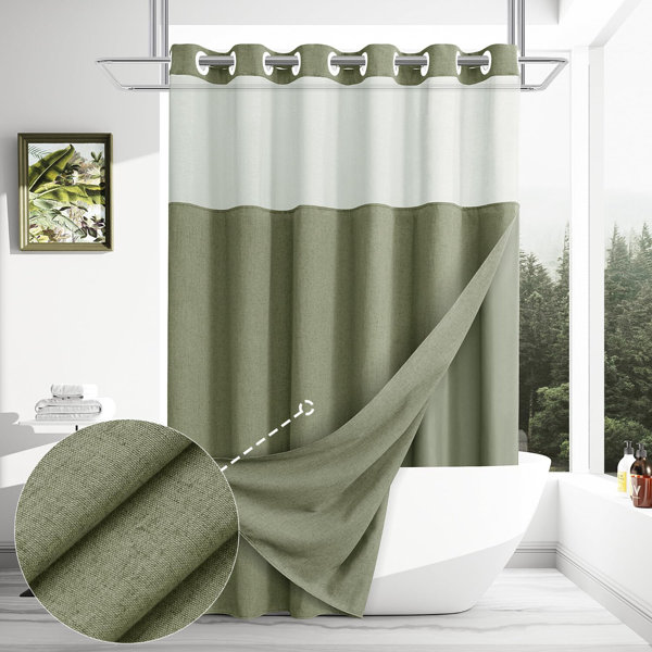 Linen Shower Curtains & Shower Liners You'll Love | Wayfair